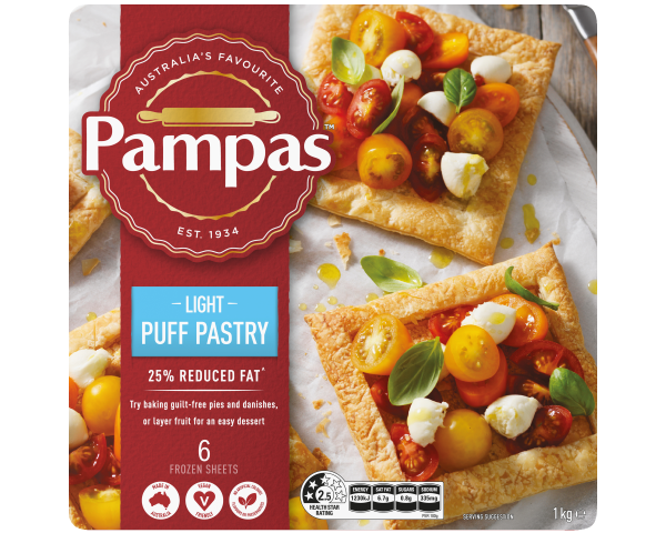 Pampas Puff Pastry 25% Reduced Fat Frozen 1 kg