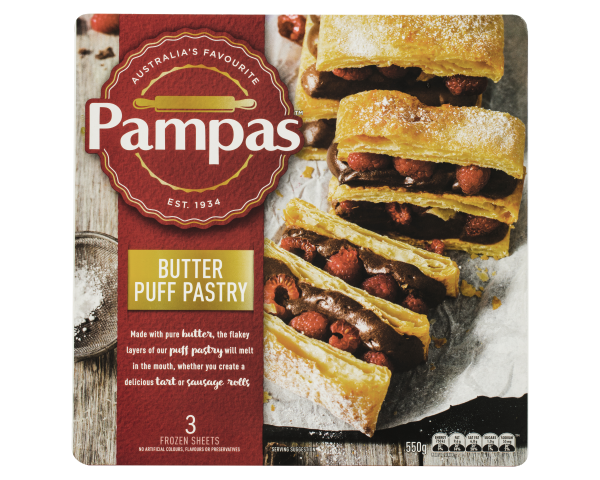 Pampas Butter Puff Pastry Frozen 550 g