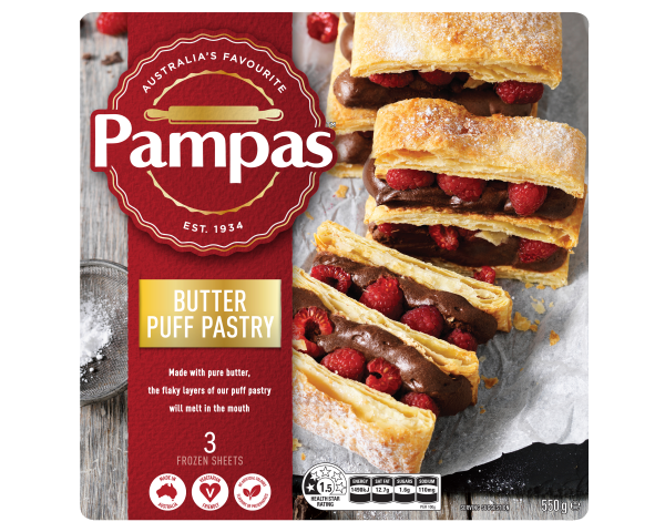 Pampas Butter Puff Pastry Frozen 550 g