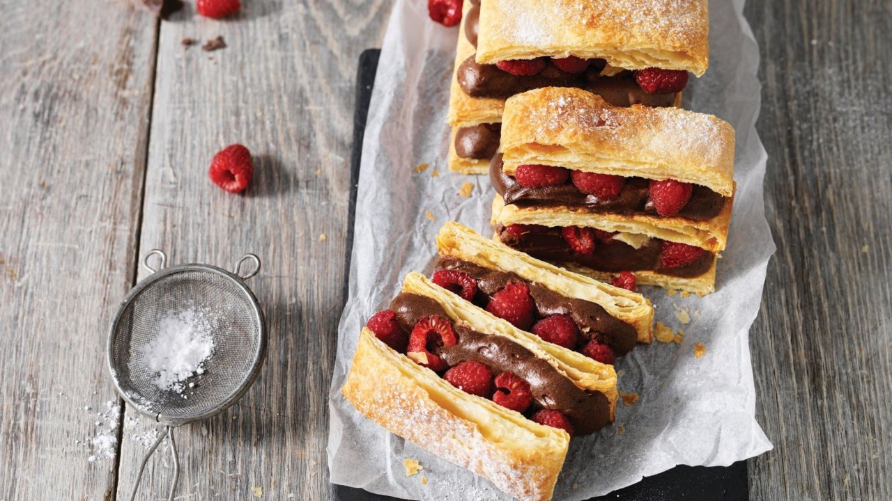 Raspberry & Chocolate Mousse Mille-Feuille