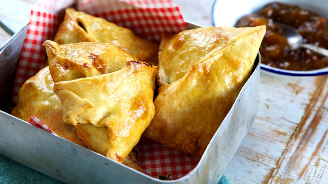 Vegetarian Sweet Potato and Pea Samosas