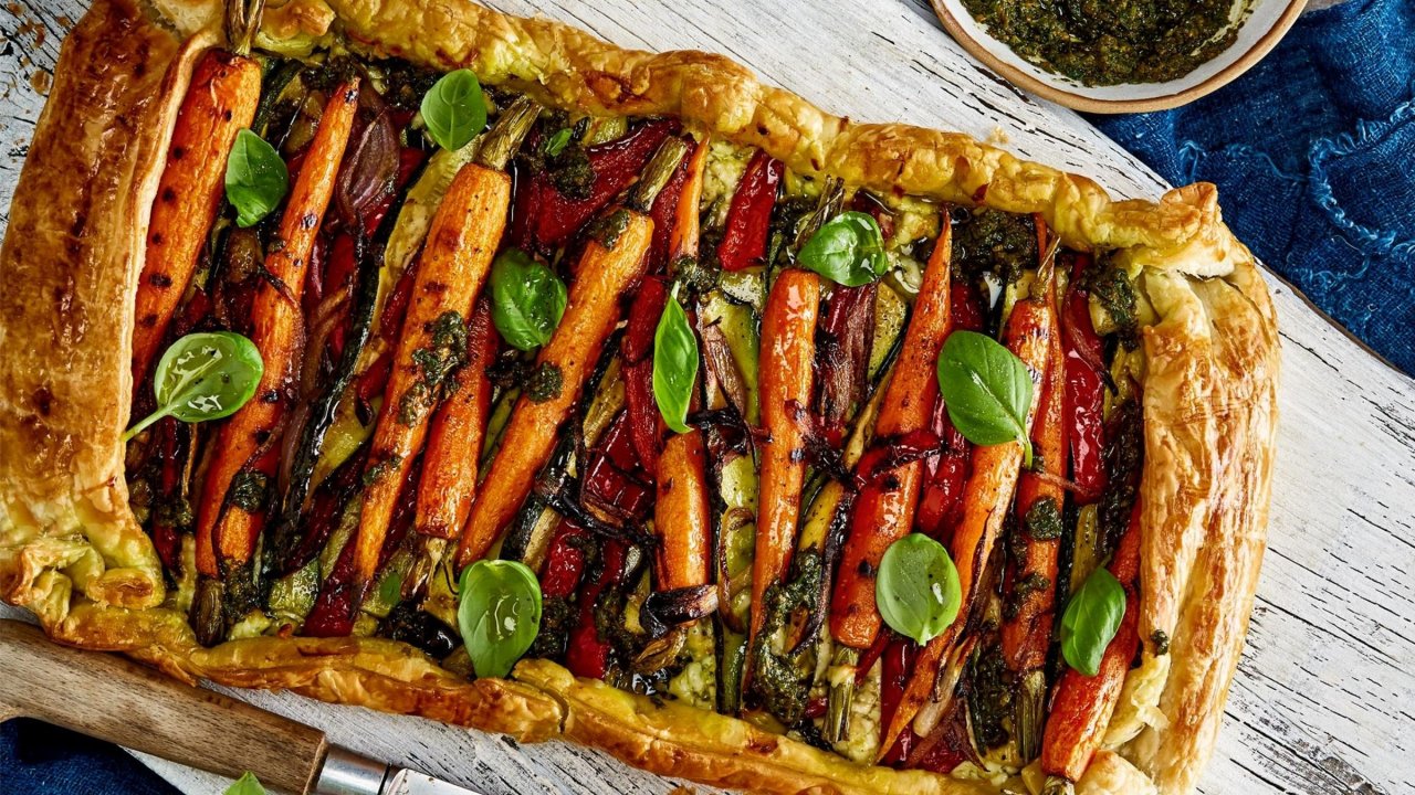 Vegetarian Chargrilled Vegetable and Halloumi Tart