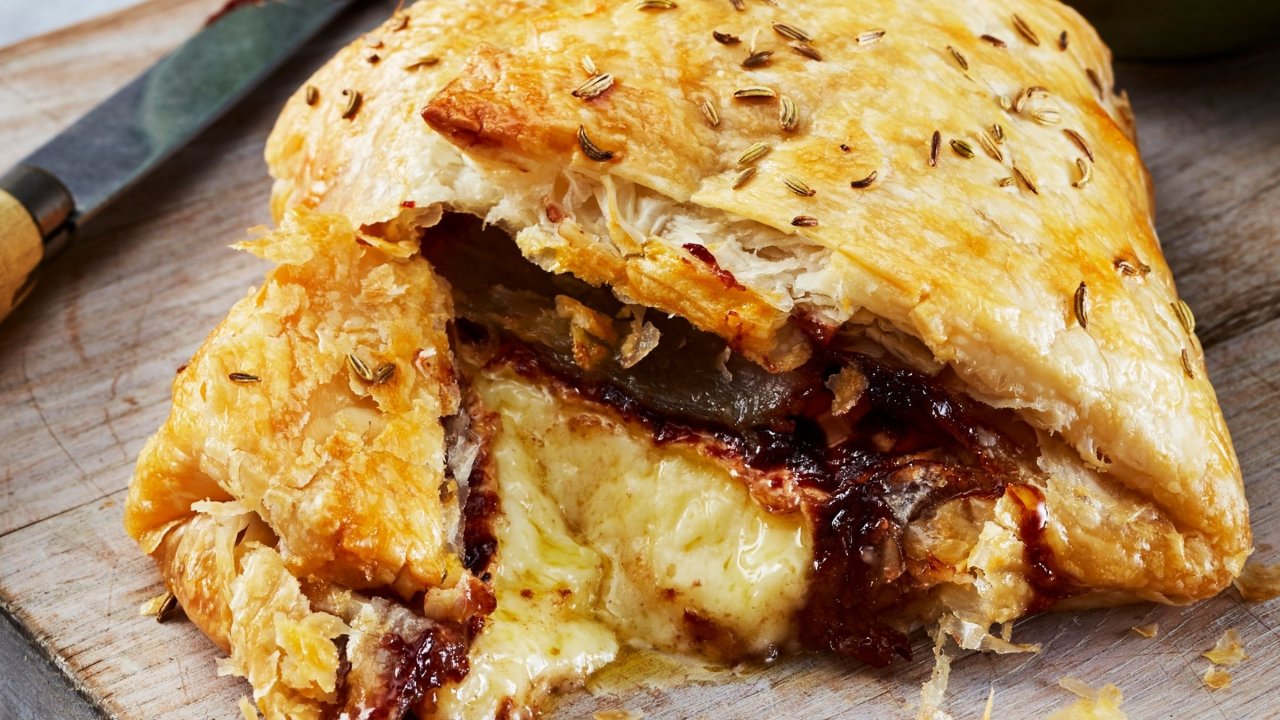 Brie & Quince Baked in Puff Pastry