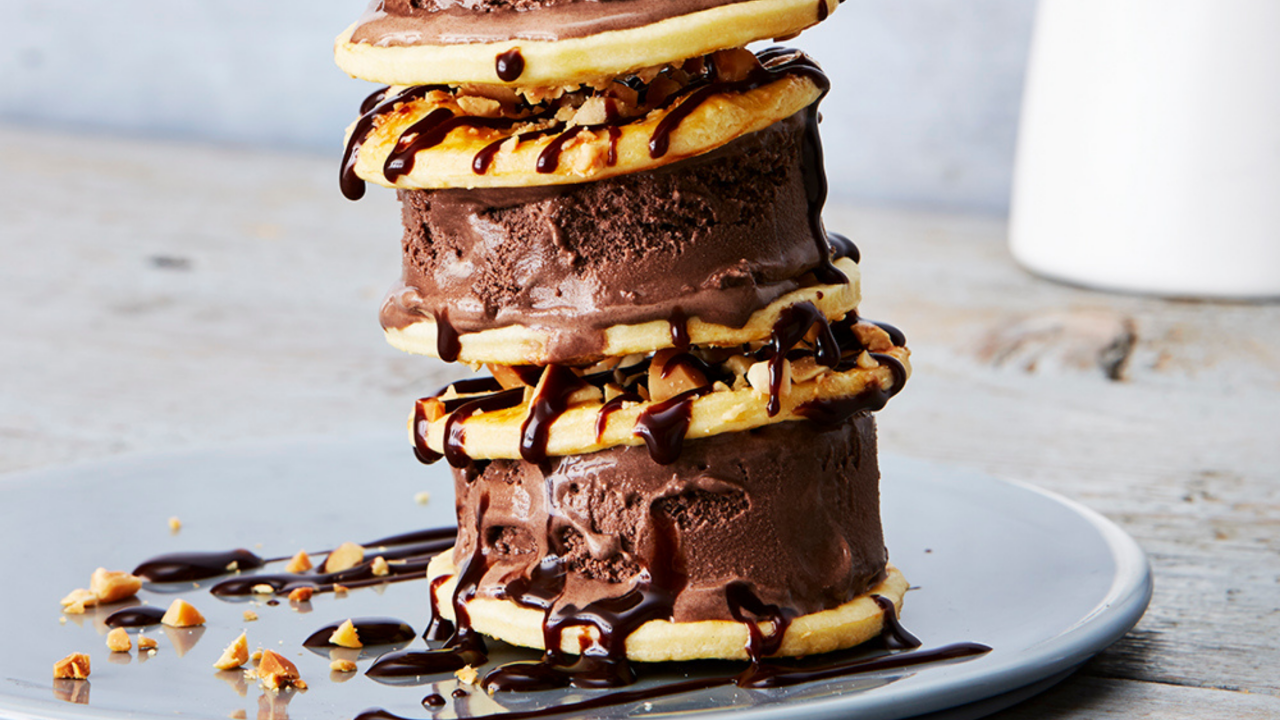 Peanut Crunch Chocolate Ice-Cream Sandwiches